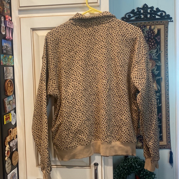Fabletics Cozy Fleece Half Zip Brown Cheetah Print Women’s Sweatshirt Pullover - Picture 10 of 12
